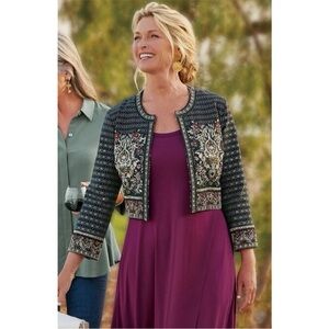 Soft Surroundings Mandala Bolero Jacket PL Beaded Embroidered Boho Festival